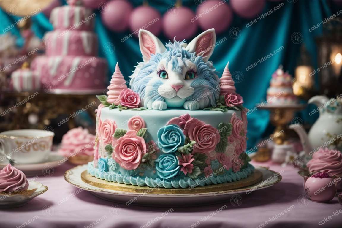 floral-cat-theme-cake