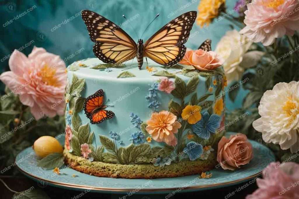 garden-butterfly-flower-cake