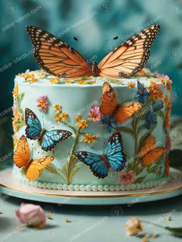 garden-butterfly-theme-cake