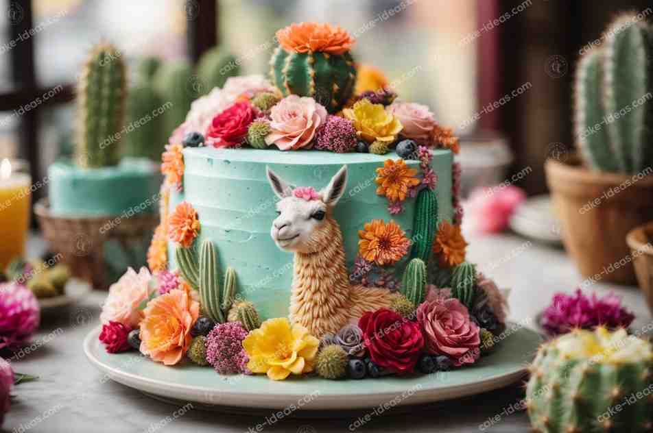 llamashaped-cake-with-flower-fondant