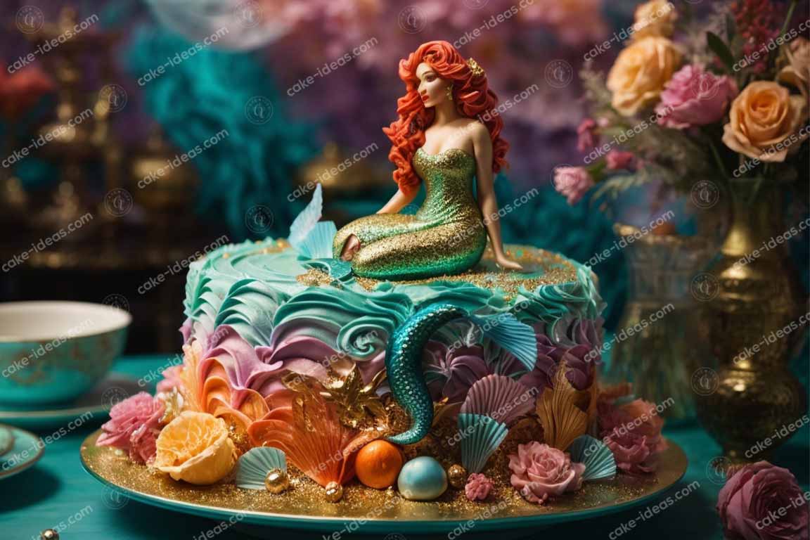 mermaid-floral-queen-cake