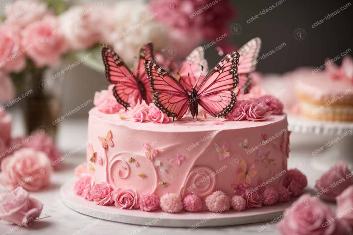 Pink-Butterfly-Rose-Cake