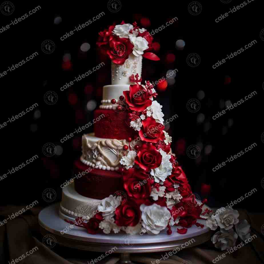 Red-Rose-Theme-Weddding-Cake