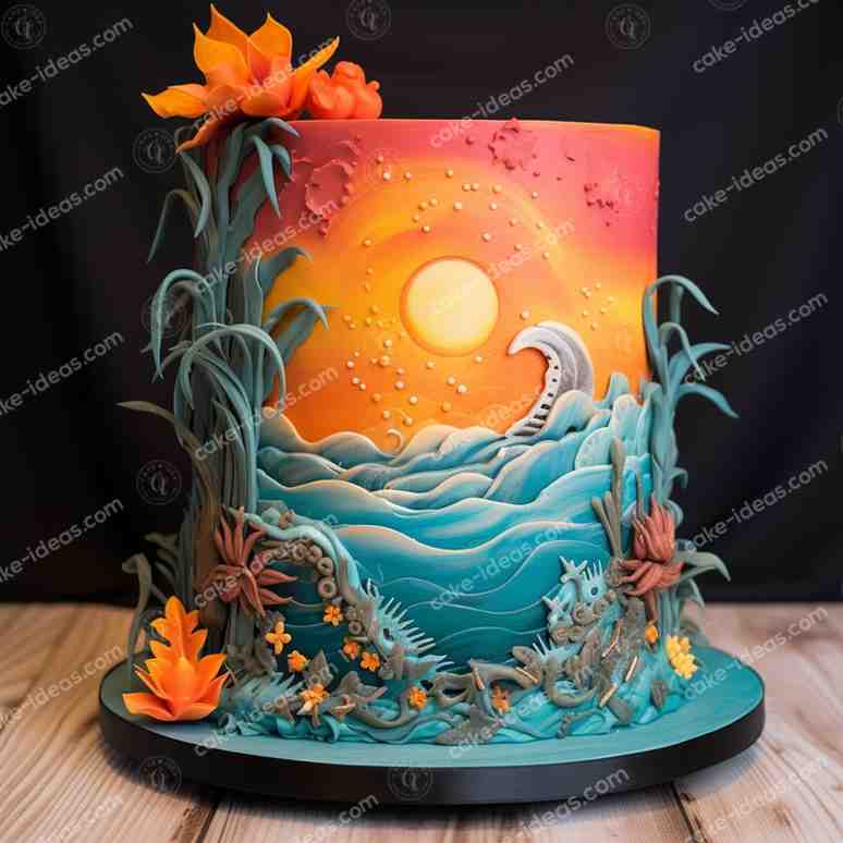 Sunny-Beach-Themed-Cake