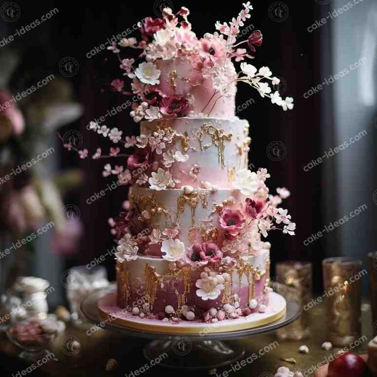 Wedding-Cake-Decorated-with-Flower-Pearl