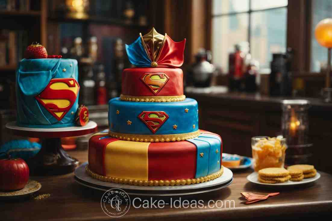 super women three tier cake