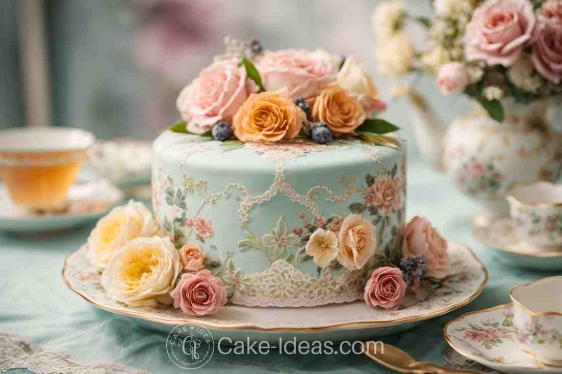 tea party rainbow layer cake