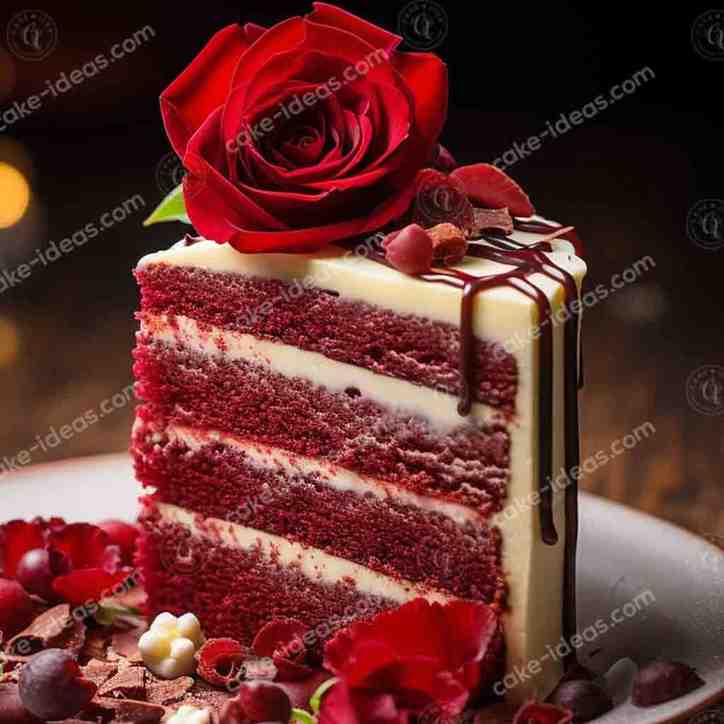 valentine rose sliced cake