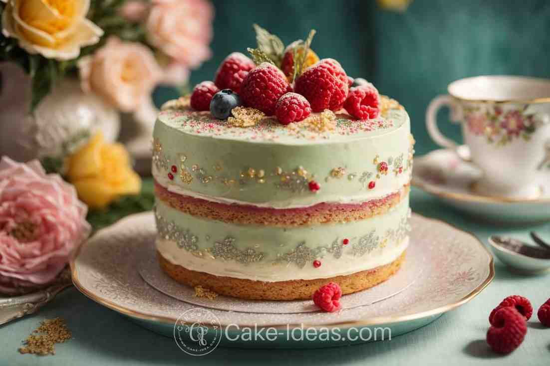 vintage tea party raspberry cake
